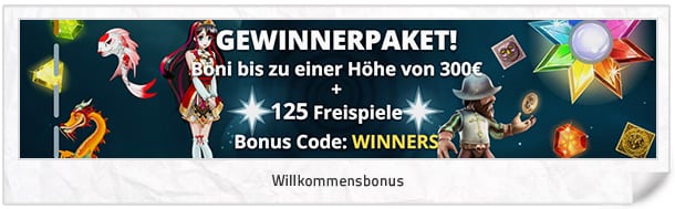 Vegas Winner Bonus Bis zu 300 Euro + 125 Freispiele